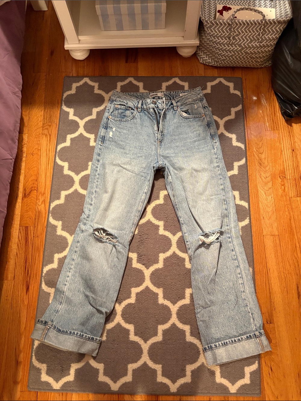 Garage Light Blue Distressed Boyfriend Jeans